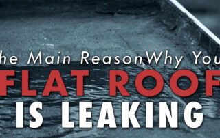 Water puddling on roof with caption The Main Reason Why Your Flat Roof Is Leaking